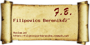 Filipovics Bereniké névjegykártya
